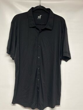 Raffi Black Short-Sleeve Button-Down Polo tees